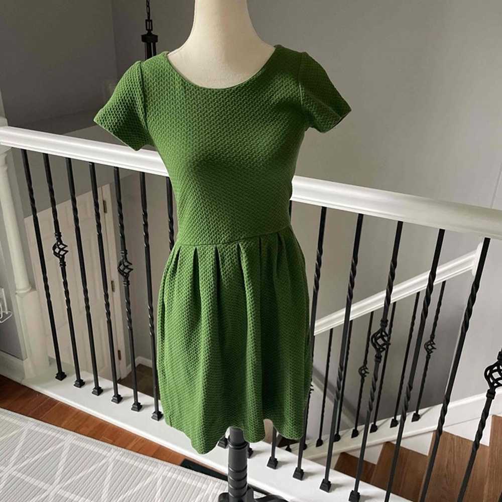 Ganni Green Short Sleeve Textured Mini Dress Size… - image 2