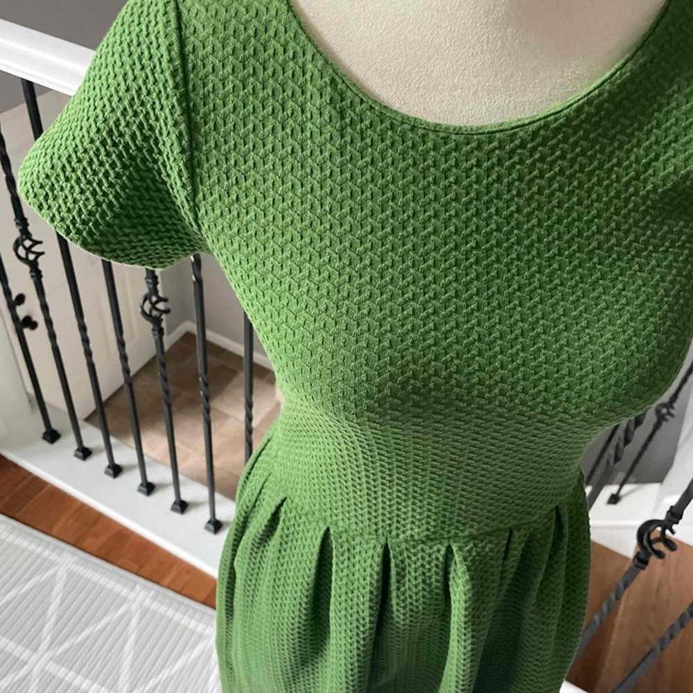 Ganni Green Short Sleeve Textured Mini Dress Size… - image 3