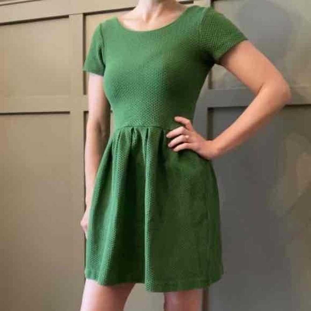 Ganni Green Short Sleeve Textured Mini Dress Size… - image 8