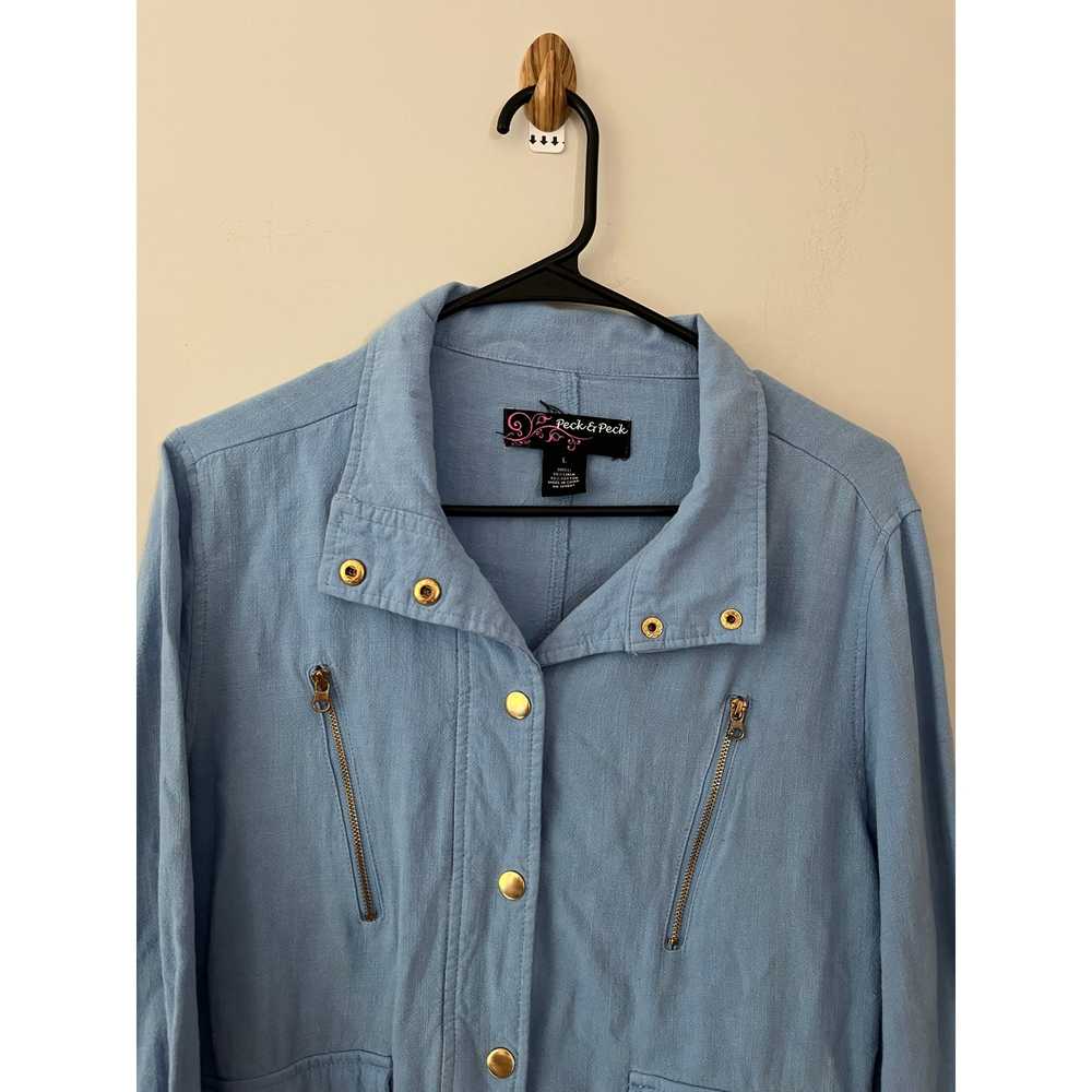 Soft blue linen/cotton blend button front jacket … - image 4