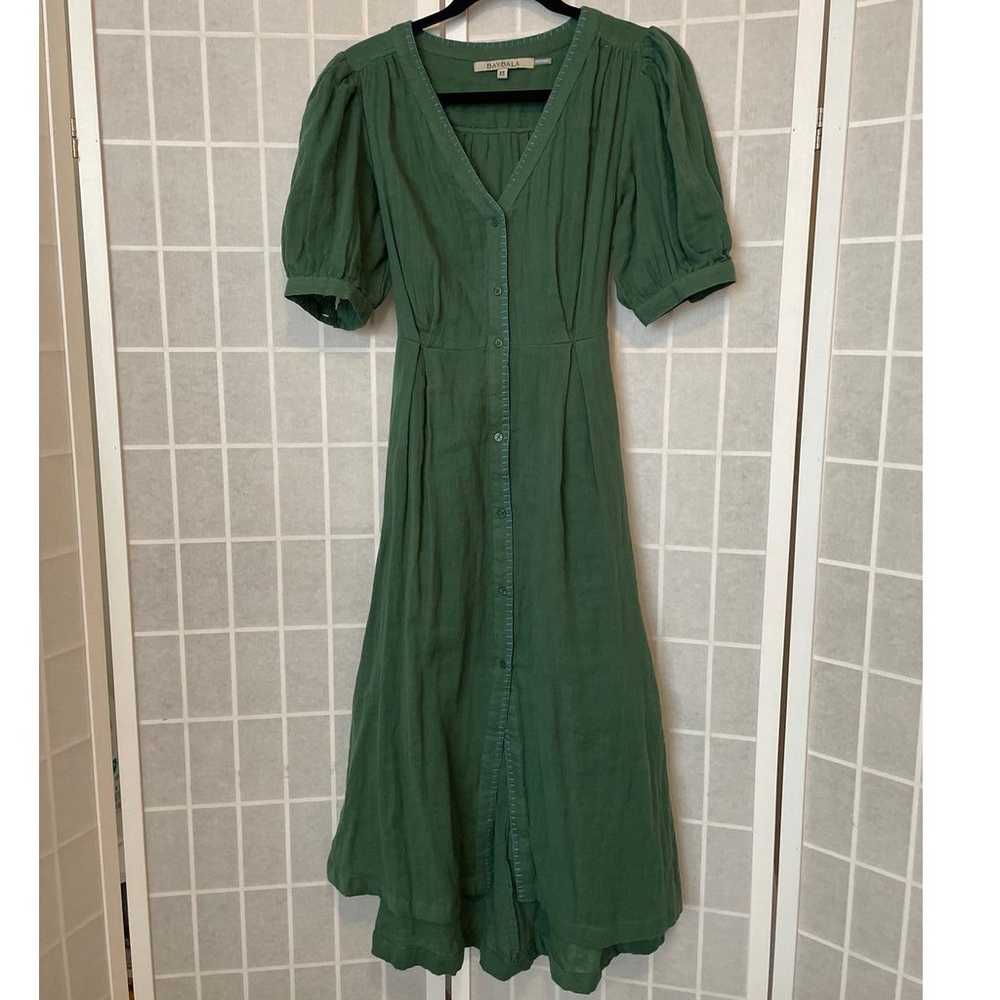Baybala Blaire Shirt Dress Green Belted 100% Cott… - image 2