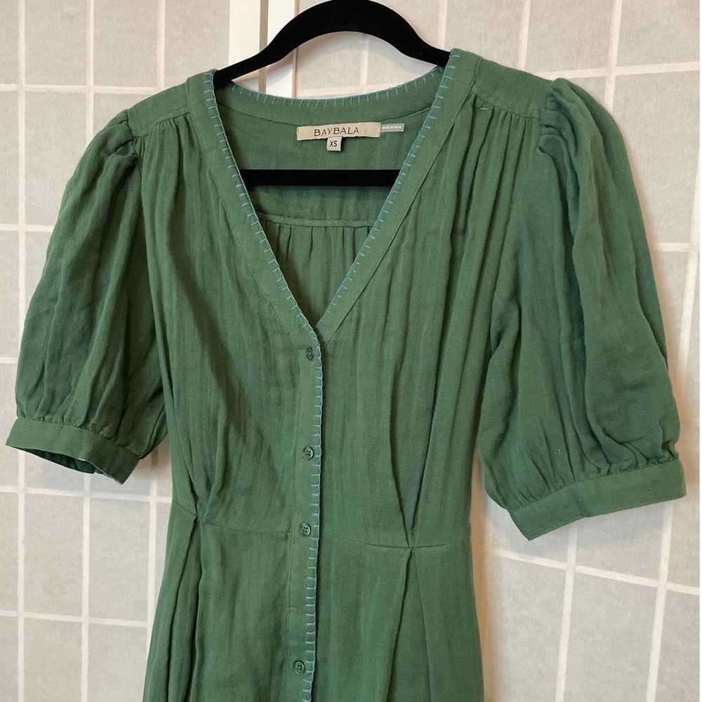 Baybala Blaire Shirt Dress Green Belted 100% Cott… - image 3