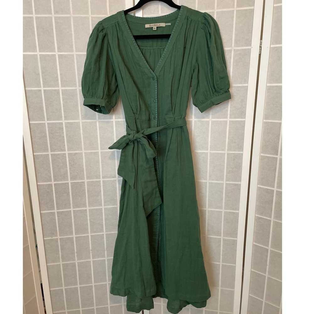 Baybala Blaire Shirt Dress Green Belted 100% Cott… - image 5