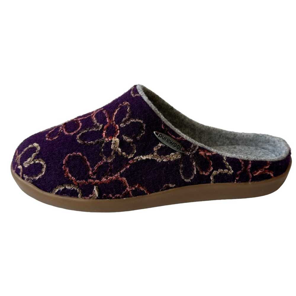Cosyfeet Slippers Purple Wool Embroidered Floral … - image 1