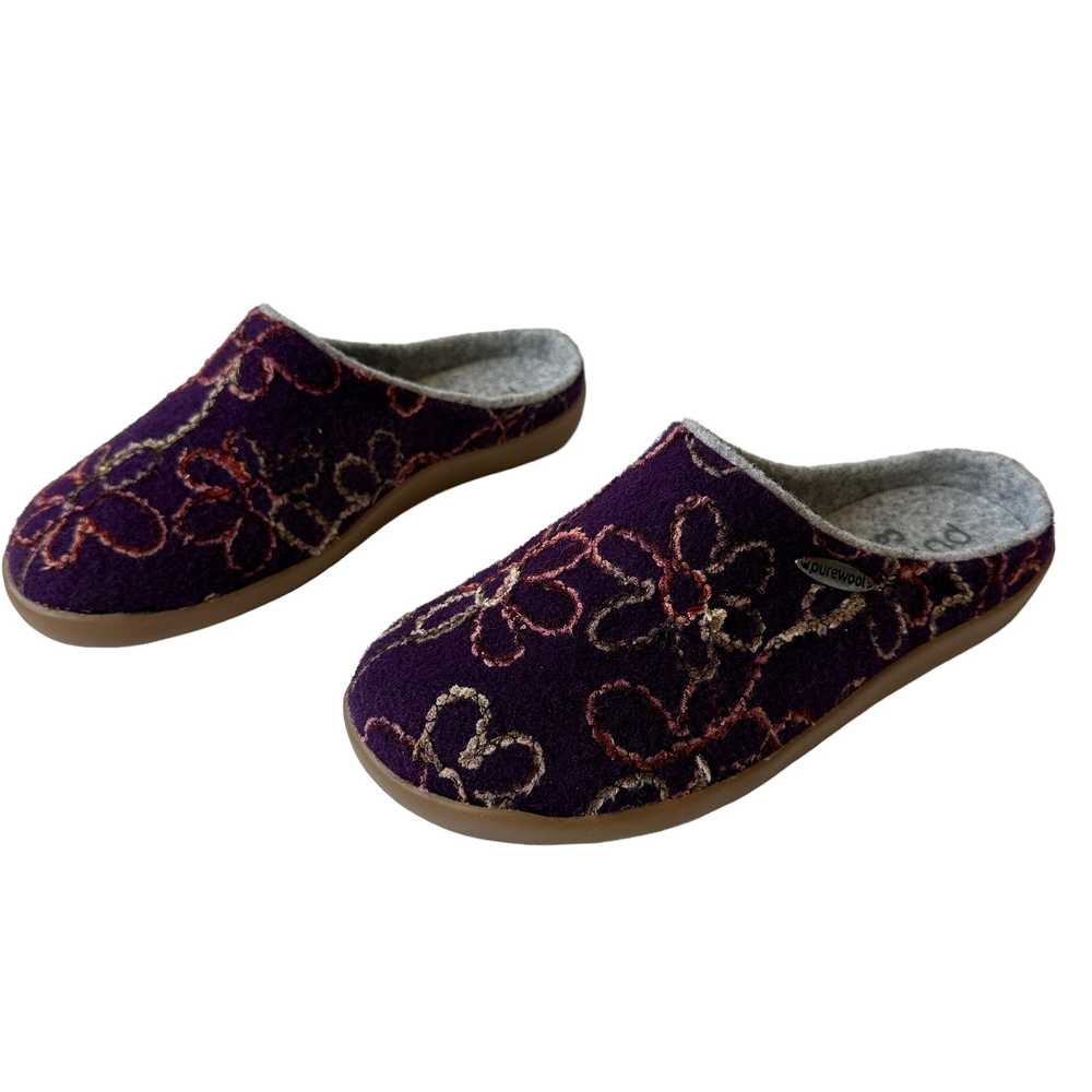 Cosyfeet Slippers Purple Wool Embroidered Floral … - image 2