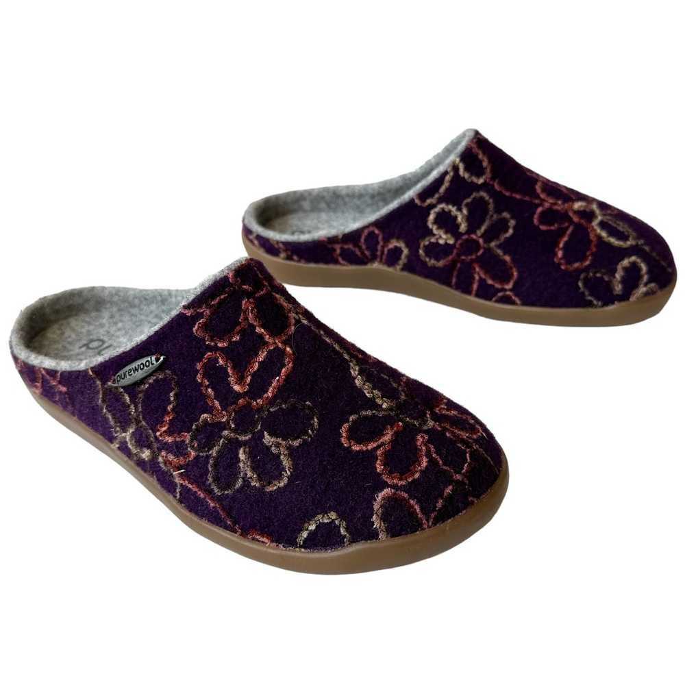 Cosyfeet Slippers Purple Wool Embroidered Floral … - image 3