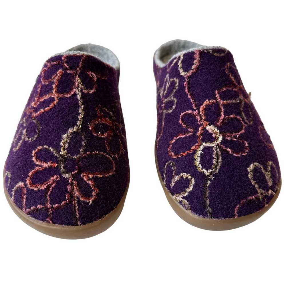 Cosyfeet Slippers Purple Wool Embroidered Floral … - image 4