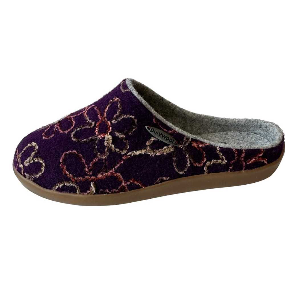 Cosyfeet Slippers Purple Wool Embroidered Floral … - image 9