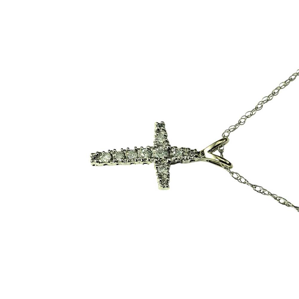 14 Karat White Gold Diamond Cross Pendant Necklac… - image 2