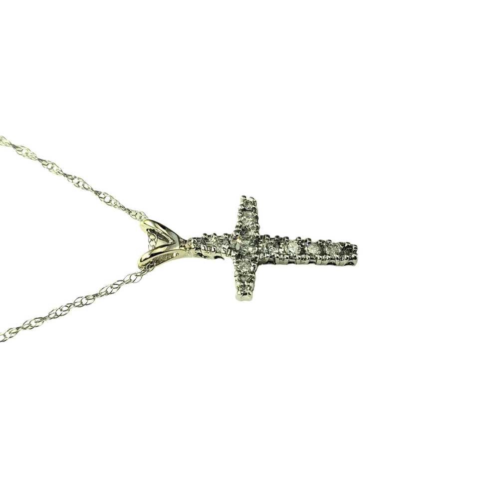 14 Karat White Gold Diamond Cross Pendant Necklac… - image 3