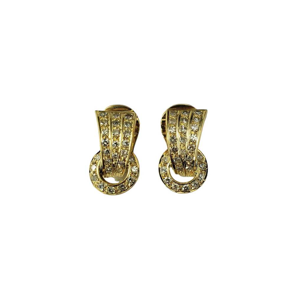 18 Karat Yellow Gold and Diamond Door Knocker Ear… - image 1