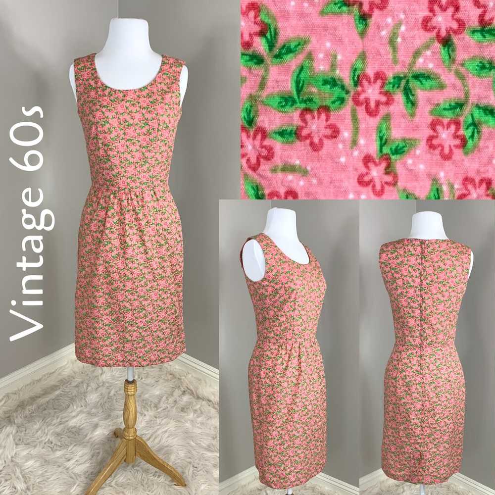 Vintage 50s 60s MidCentury Spring Summer Dress Ro… - image 1