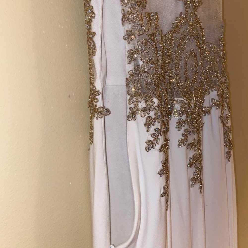 Boutique white & gold prom dress || size medium - image 7