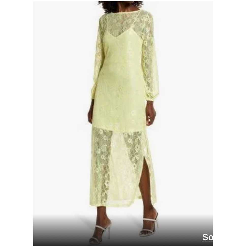 Open Edit Sheer Lace Long Sleeve Maxi Dress in ye… - image 2
