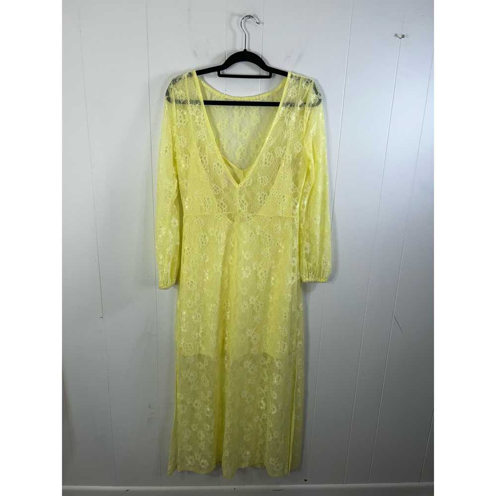 Open Edit Sheer Lace Long Sleeve Maxi Dress in ye… - image 4