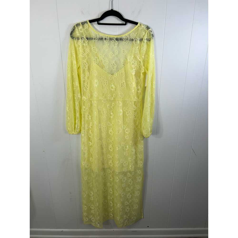 Open Edit Sheer Lace Long Sleeve Maxi Dress in ye… - image 5