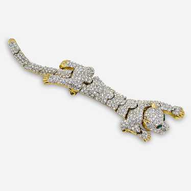 Crystal Pave Leopard Articulated Brooch - image 1