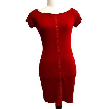 Other Heart & Hips Red Ribbed Bodycon Button Down… - image 1