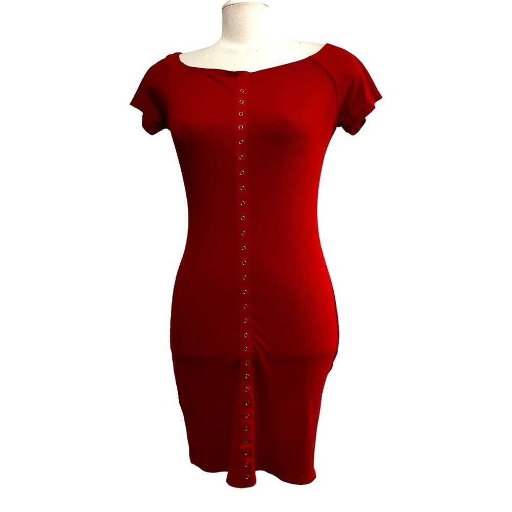 Other Heart & Hips Red Ribbed Bodycon Button Down… - image 3