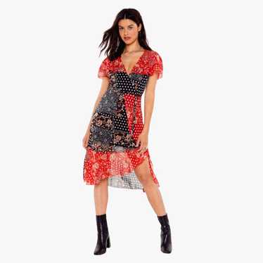 Nasty Gal Floral Print Ruffled Wrap Hi-Low Dress … - image 1