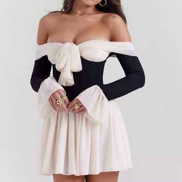 'Alana' Black & Cream Off Shoulder Dress House of… - image 1