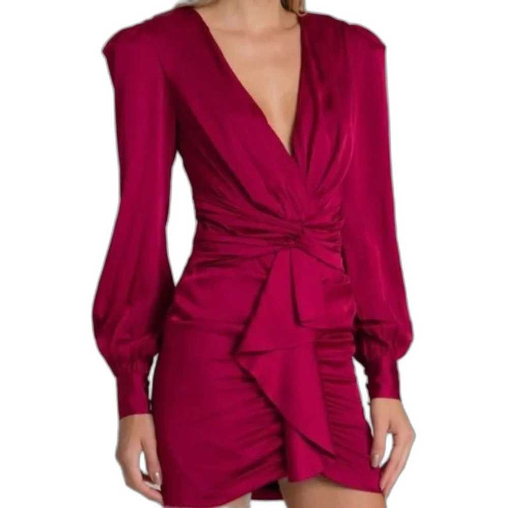 PATBO Red Ruched Mini Dress Size 2 - image 2