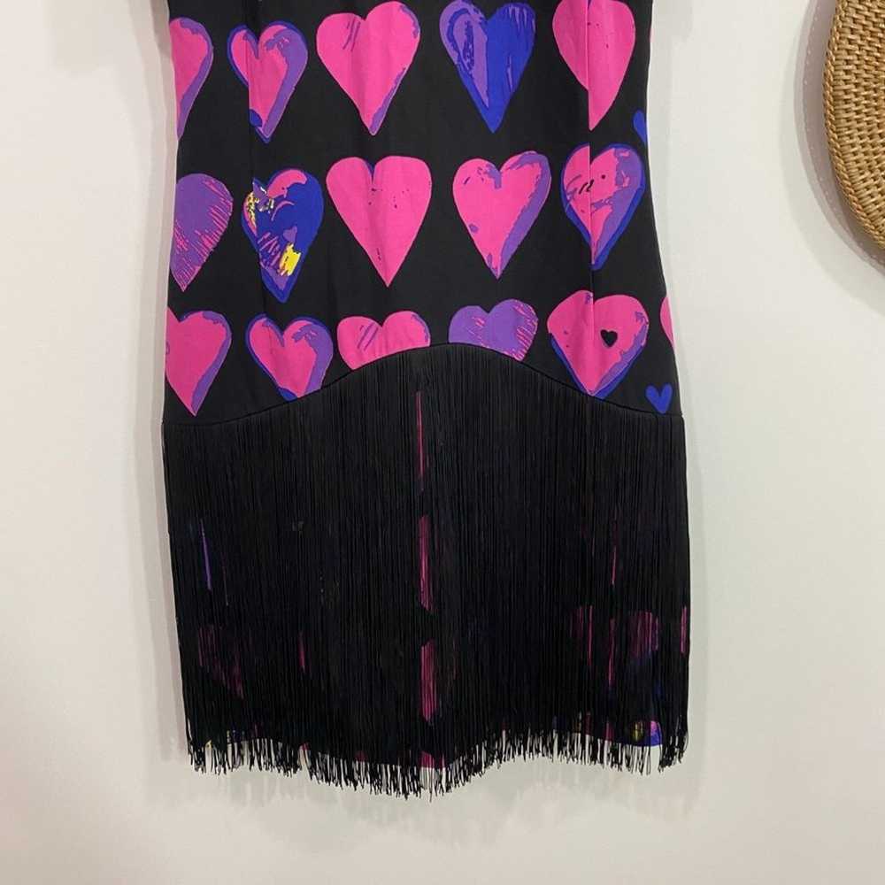 Versace x H&M Black Pink Purple Heart Print Fring… - image 4