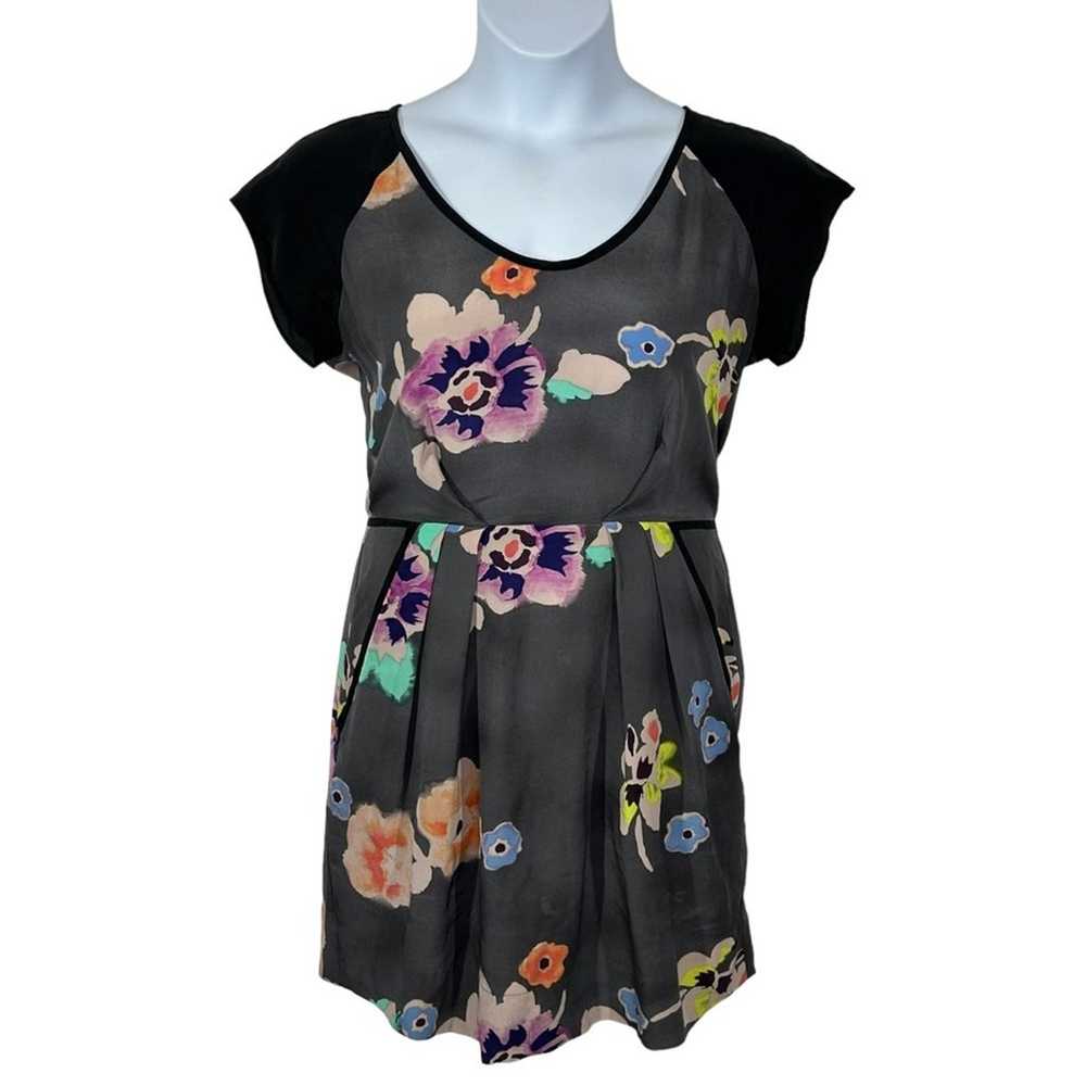 Rebecca Taylor Multi-Floral Grey and Black 100% S… - image 4
