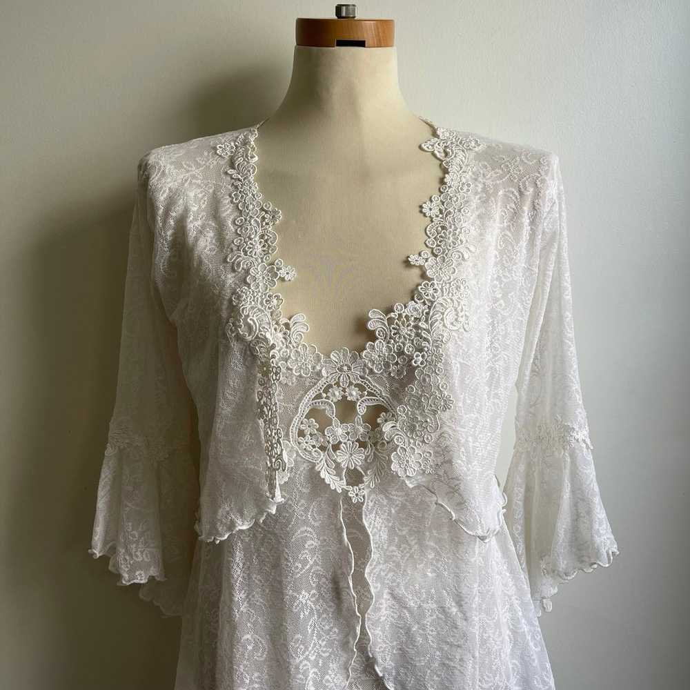 Vintage Claire Pettibone White Embroidery Lace Go… - image 1