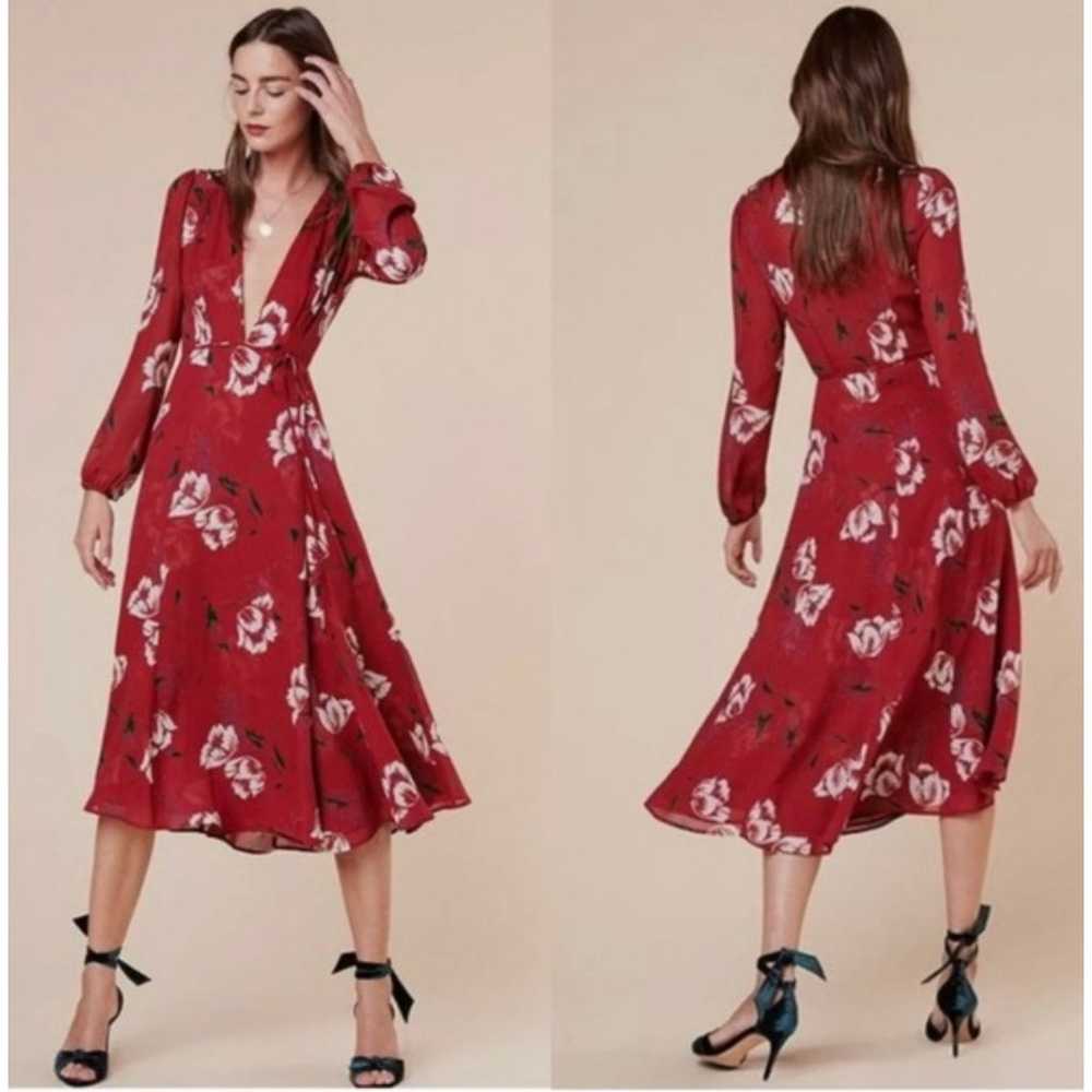 Reformation Ashley Dress Shoshana Red Floral Midi… - image 4