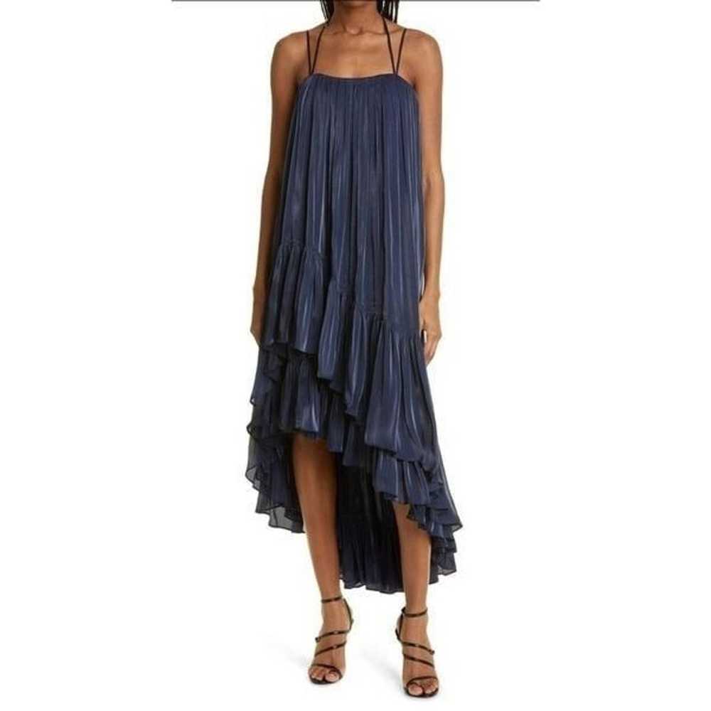 CINQ A SEPT Soliel Ruffle Trapeze Dress - Navy - image 1