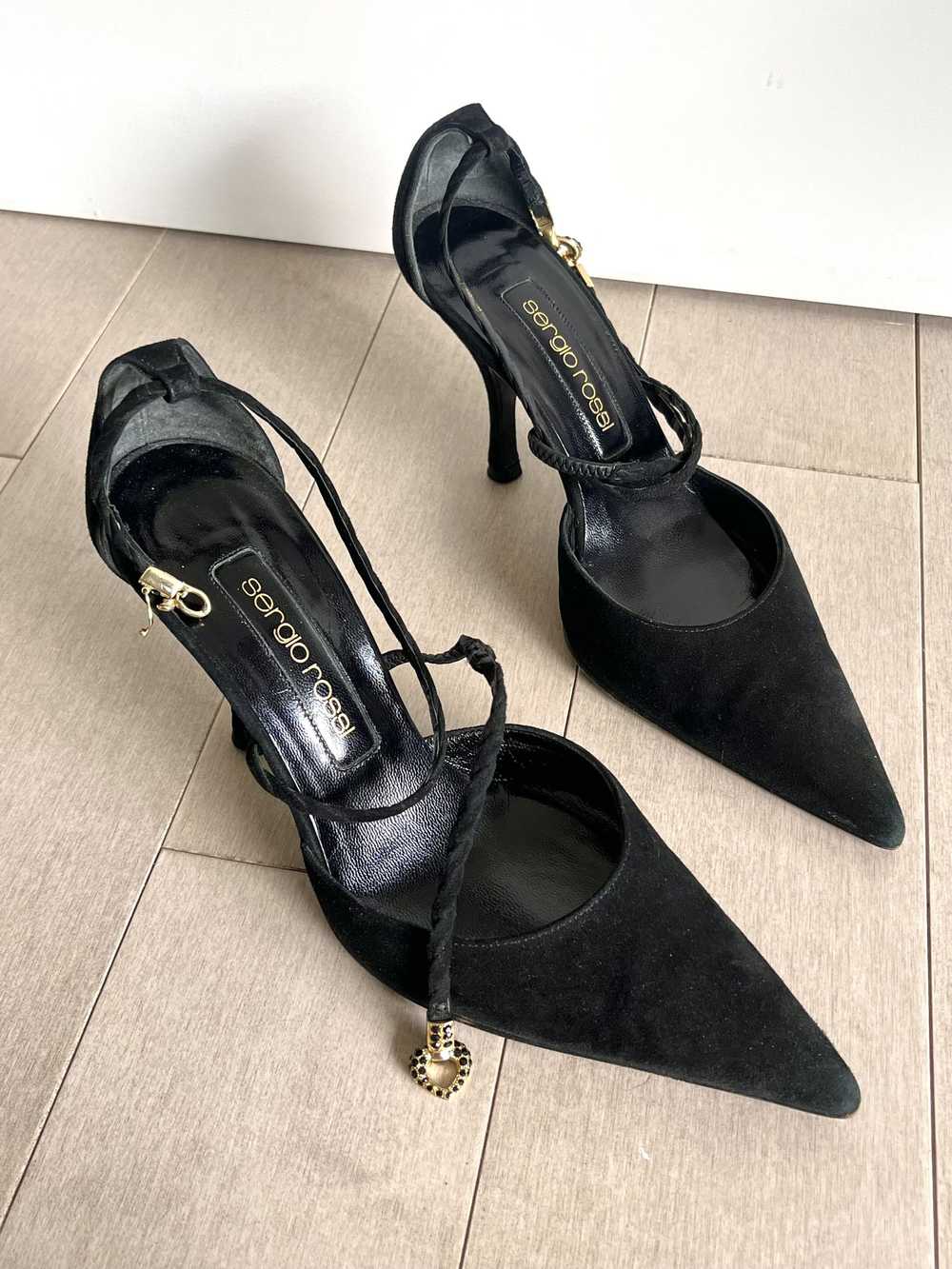 Sergio Rossi Sergio Rossi Black Heart Charm Heels… - image 5