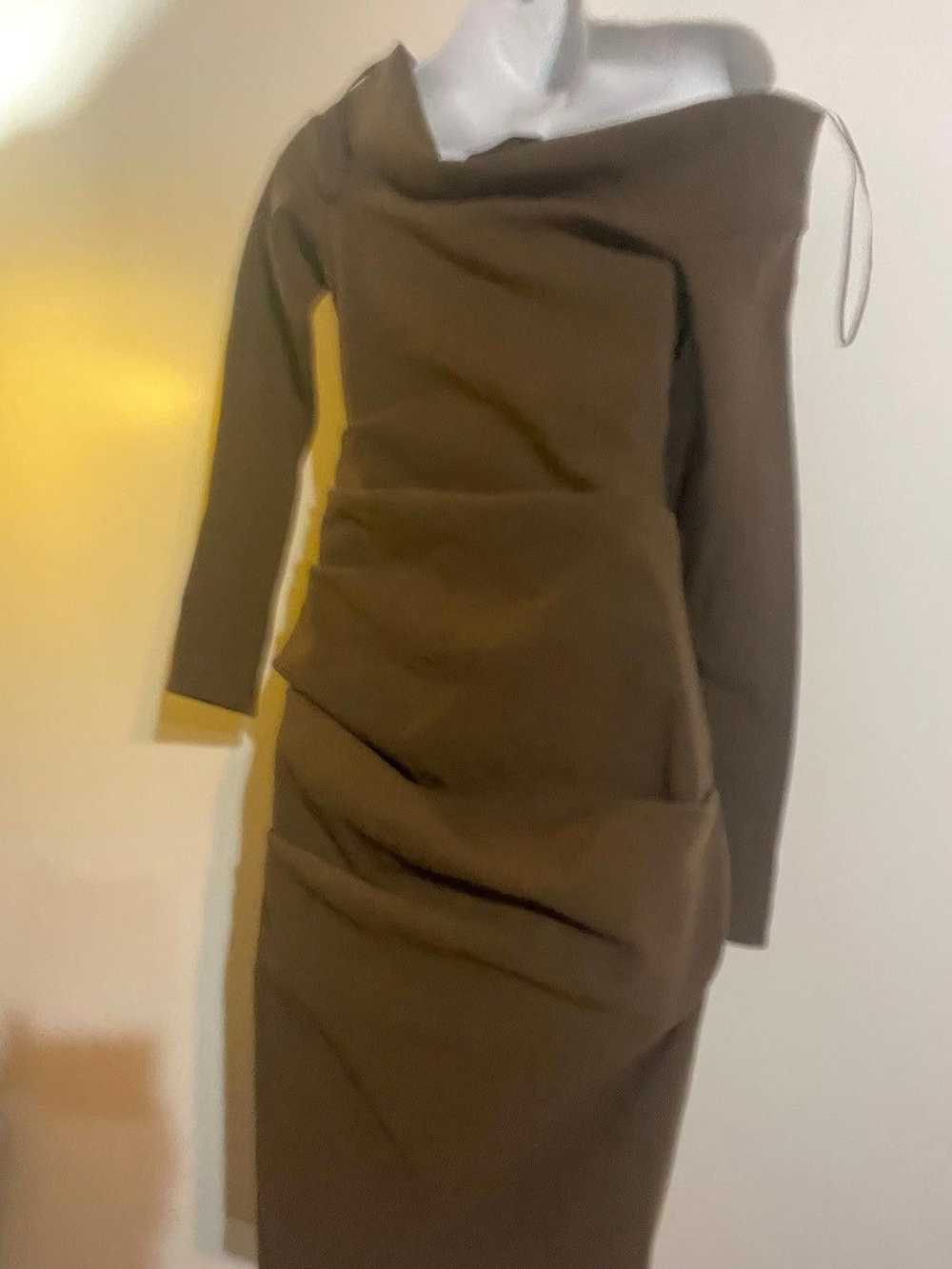 Designer Virgin Wool dress off the shoulder La Pe… - image 10