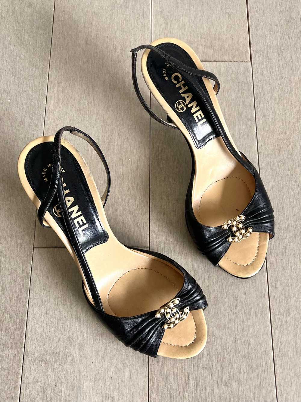 Chanel Chanel Black Open Toe Kitten Heels - Vinta… - image 2