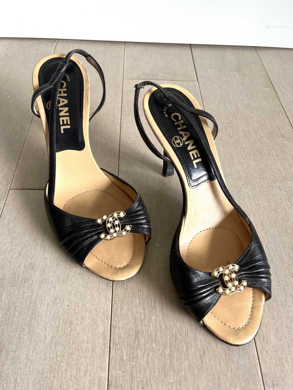 Chanel Chanel Black Open Toe Kitten Heels - Vinta… - image 7