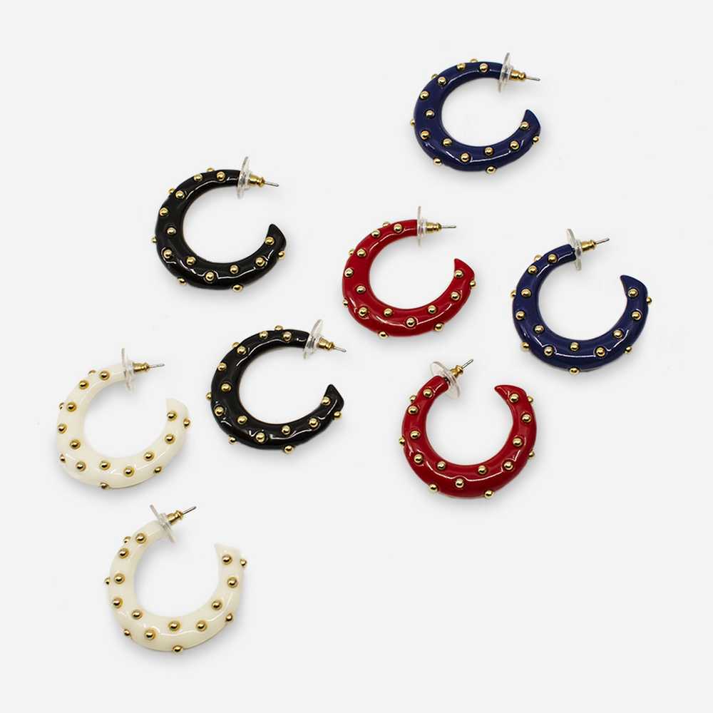Vintage Studded Hoop Earrings Set by Kenneth Jay … - image 2