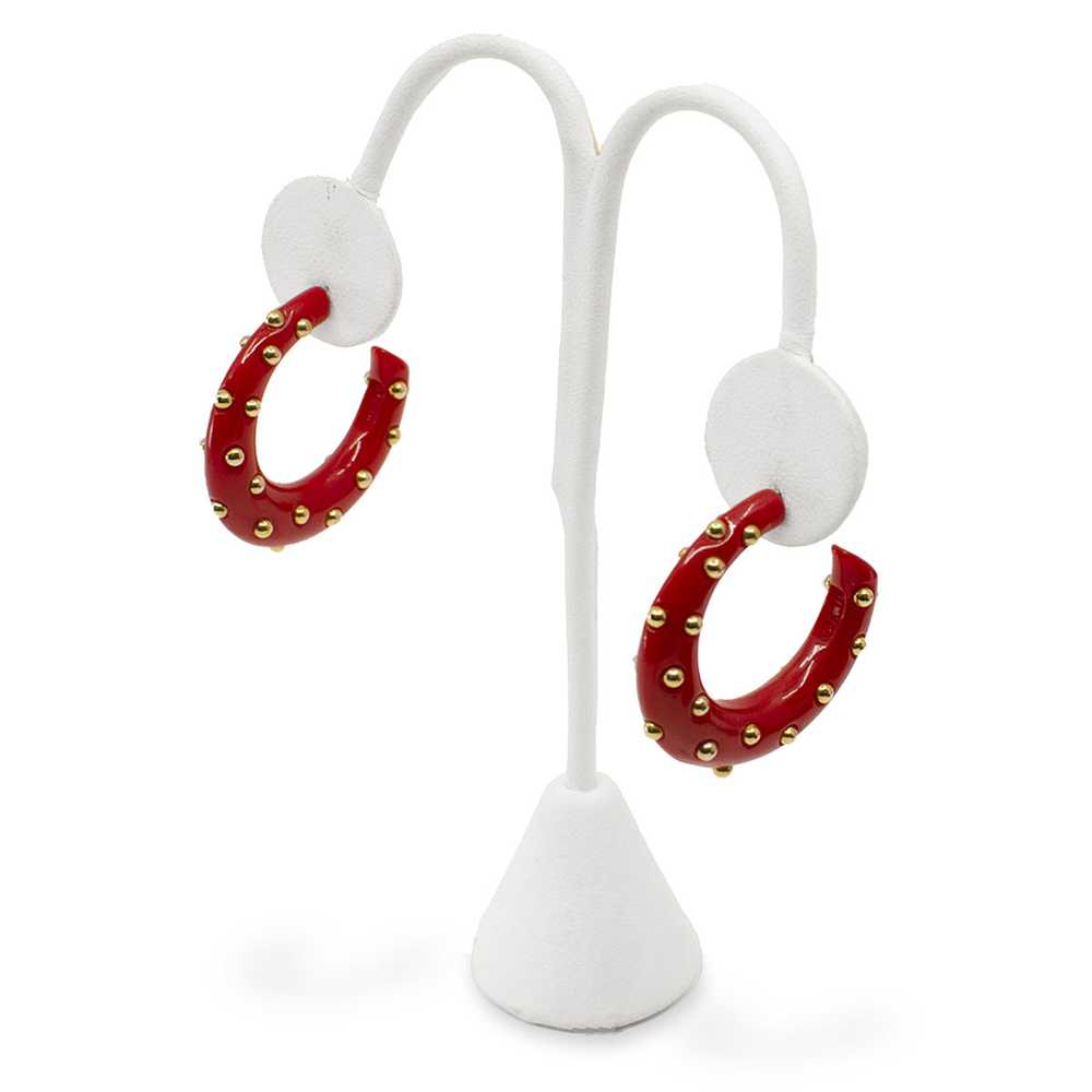 Vintage Studded Hoop Earrings Set by Kenneth Jay … - image 3