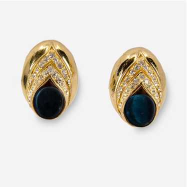 Vintage 1980s Ciner Earrings, Crystals & Blue Lap… - image 1