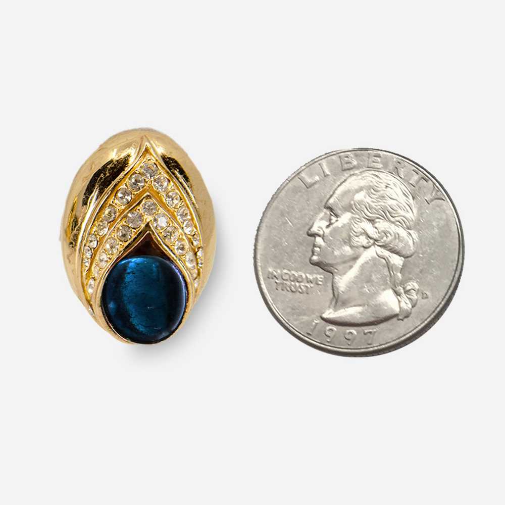 Vintage 1980s Ciner Earrings, Crystals & Blue Lap… - image 3