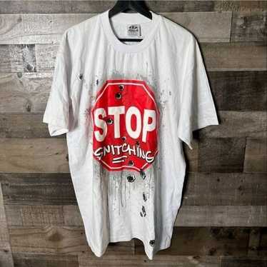 VTG Stop Snitching Super Heavy T Shirt XL - image 1