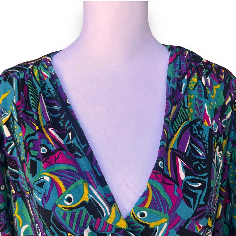 Vicky Tiel Dress Wrap Dress Colorful Abstract Lar… - image 5