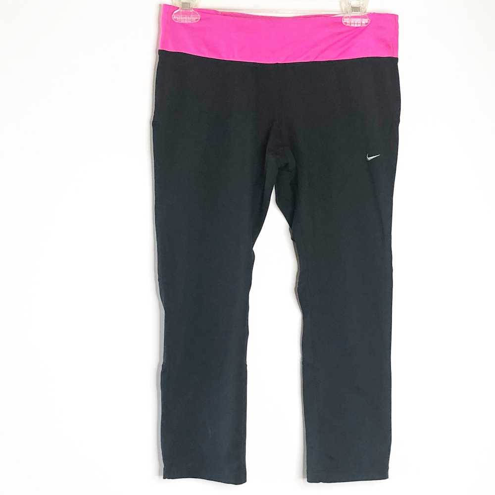 Nike Dri Fit Medium Cropped Leggings Pink Black D… - image 1
