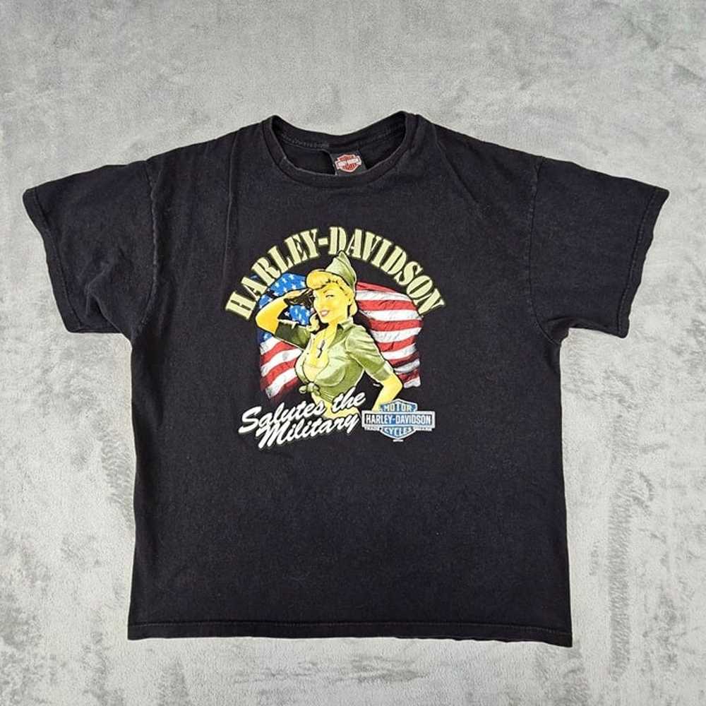 Harley Davidson T-Shirt Men's XL Pinup Girl Salut… - image 1