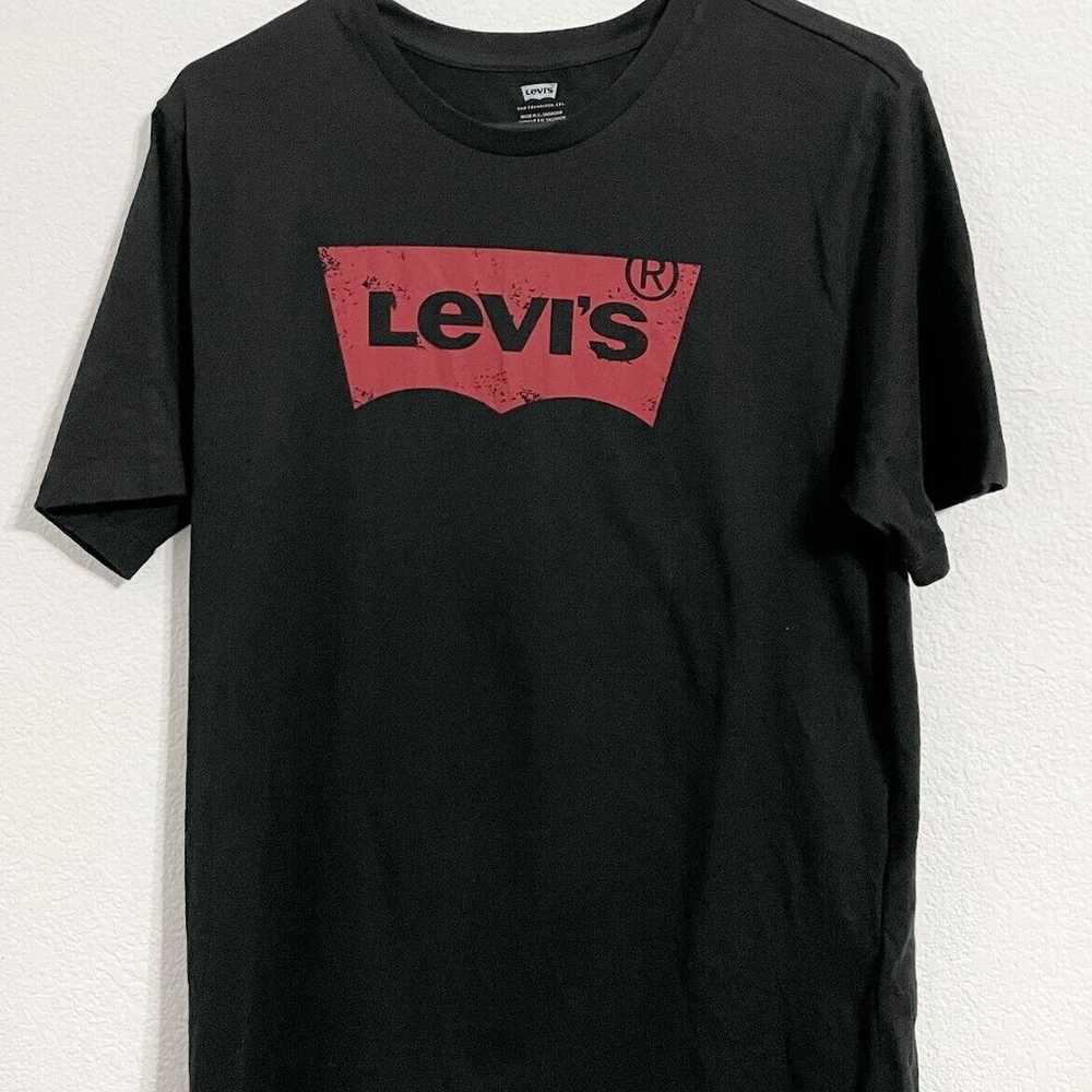 Levi's, Men Short Sleeve Black and Red Distressed… - image 1