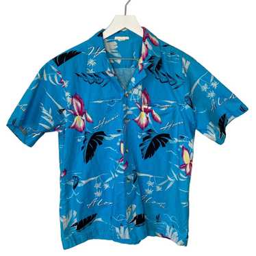 Vintage Bright Blue Hawaiian Shirt Made in USA - … - image 1