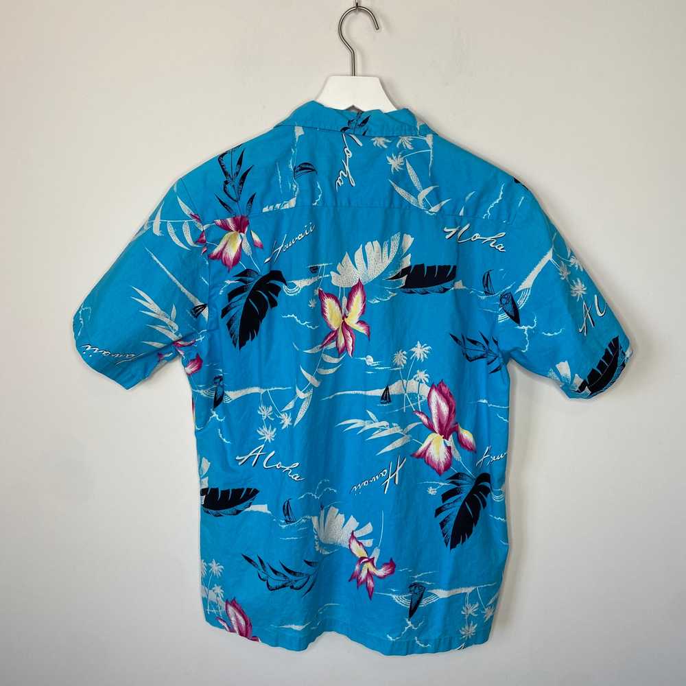 Vintage Bright Blue Hawaiian Shirt Made in USA - … - image 2