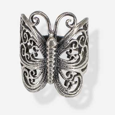 Vintage Sterling Silver Butterfly Ring, Size 5 - image 1