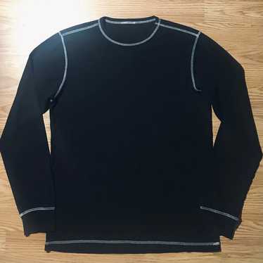 Mossimo Waffle Knit Thermal Shirt Mens M Black - image 1