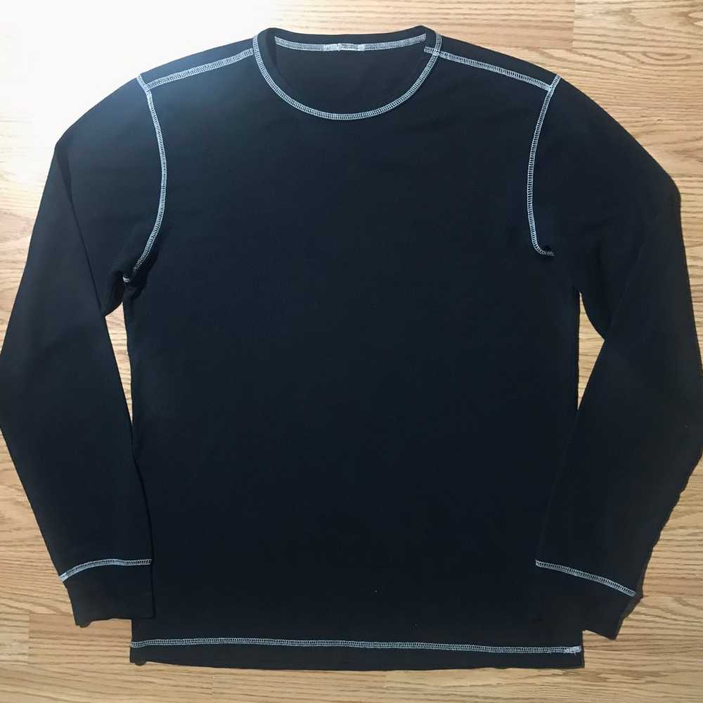 Mossimo Waffle Knit Thermal Shirt Mens M Black - image 2
