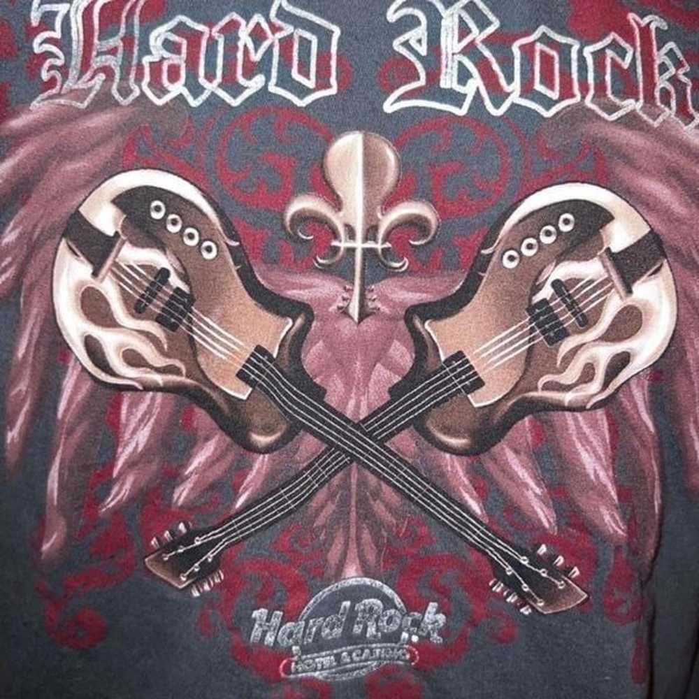 Unisex Hard Rock Hotel Penang Foil Guitar V-Neck … - image 2